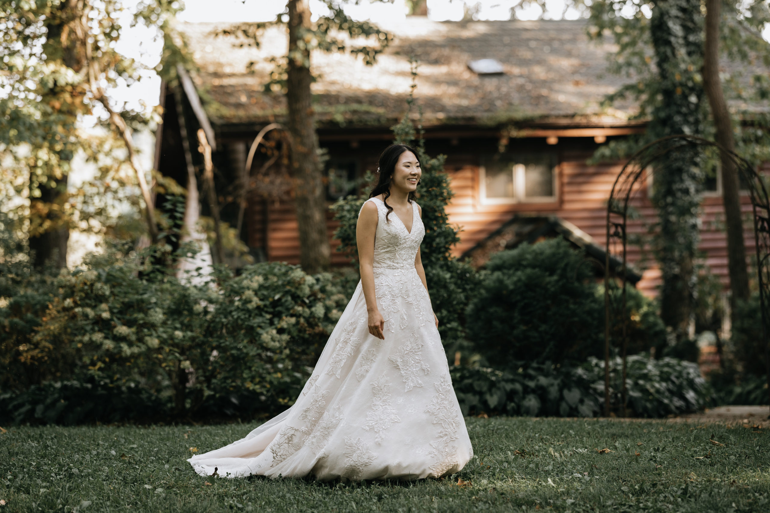 bride walks to her groom excitedly right before their first look