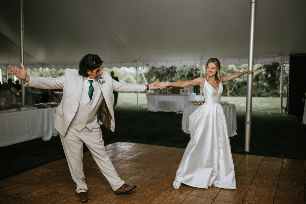 bride and father dancing during reception at Morgantown Wedding 