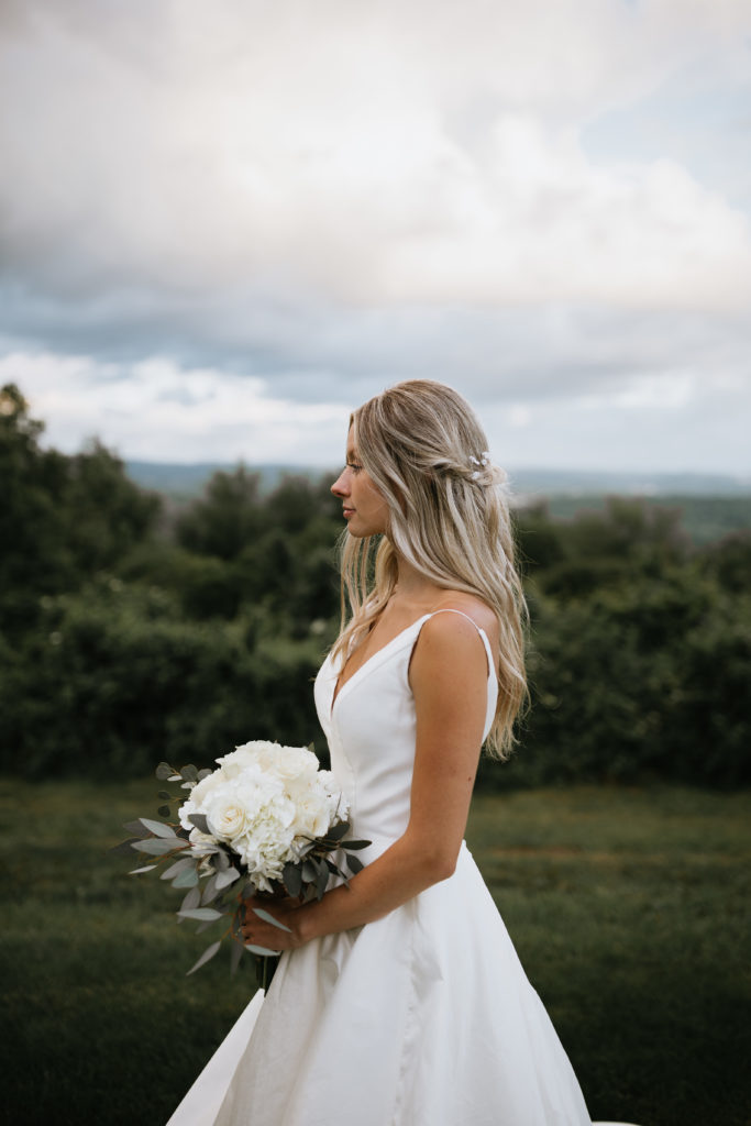 bride portraits in front of a mountain view Morgantown Wedding 