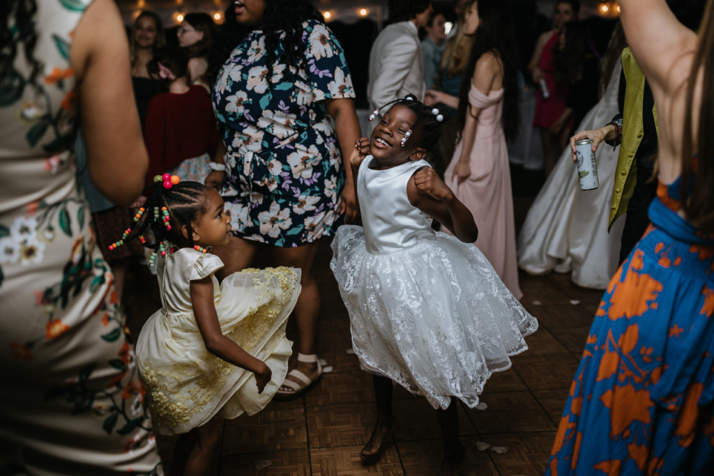 guests dancing at reception at Morgantown Wedding 