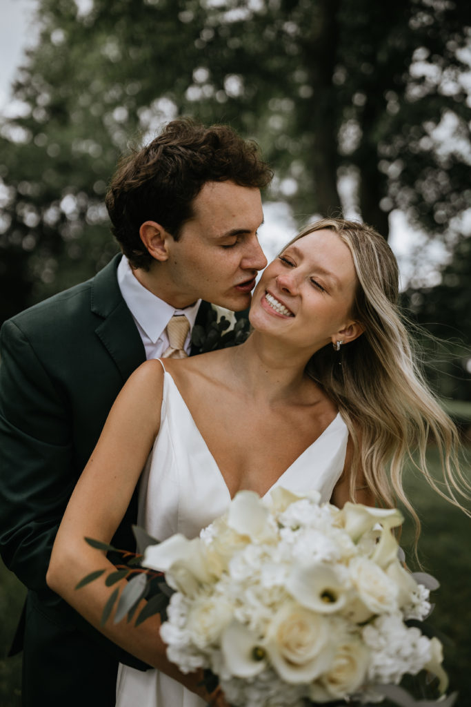 bride and groom portraits in forest