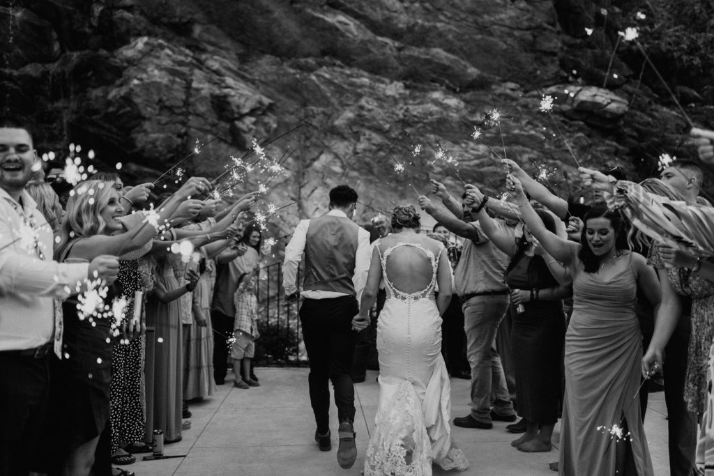Bride and groom doing sparkler exit at Waterstone Venue