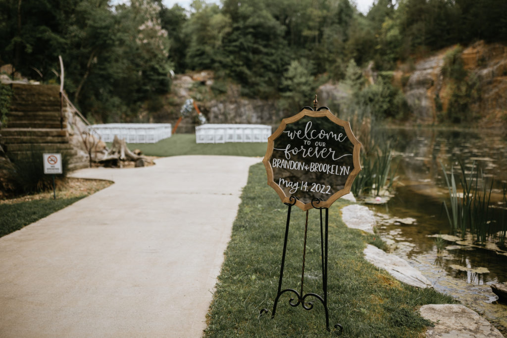 waterstone wedding ceremony site sign

